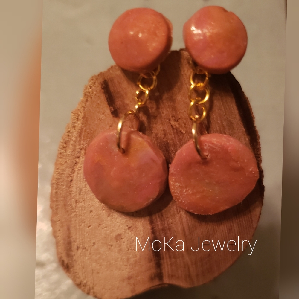 Handmade Polymer Clay Earrings- Sandstone Round II